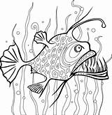 Pescatrice Rana Kleurplaat Seaweed Coloritura Pesci Zeeduivel Zeewier Ispirazione Difendersi Dagli Fuoco Vettoriale Aleutie Baudroie Illustrationer Acque Profonde 1023 Pixel sketch template