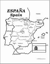 Spain Map Coloring Labeled Clip Abcteach Spanish Travel sketch template