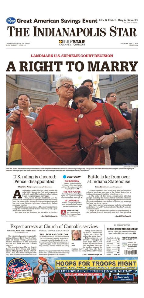 the indianapolis star today s front pages newseum