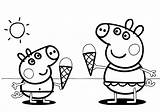 Peppa Pig Coloring Pages Summer George Ice Cream Printable Print Color Enjoying sketch template