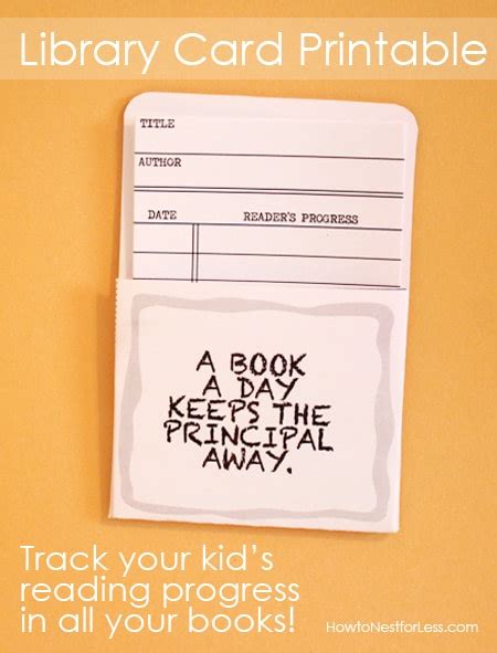 library cards track  kids reading progress  printable