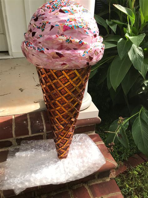 ice cream cone covered  mirror  glass brackets