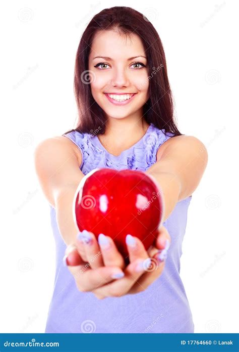 girl   apple stock photo image  healthy isolated