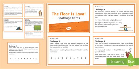 floor  lava maths challenge cards