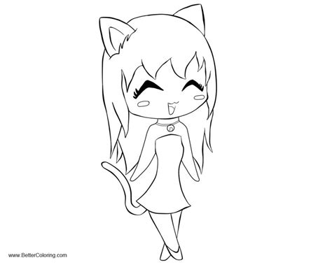 girly coloring pages anime catgirl  printable coloring pages