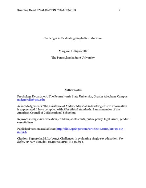 pdf challenges in evaluating single sex education