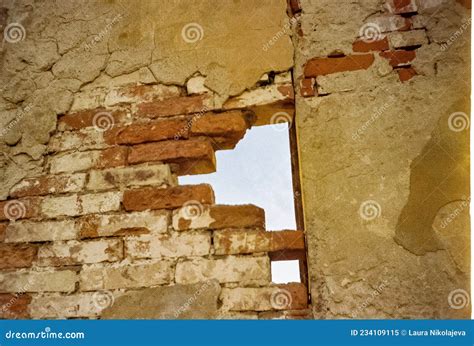 missing bricks   wall stock image image  wall