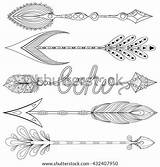 Coloring Pages Feathers Adult Bohemian Arrows Zentangle Boho Chic Tattoo Drawn Elements Decorative Hand Set Vector Search Shutterstock sketch template