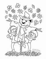 Coloring Autumn Pages Kids Fall Colouring Scarecrow Printable Ayeletkeshet Happy Friends Choose Board sketch template