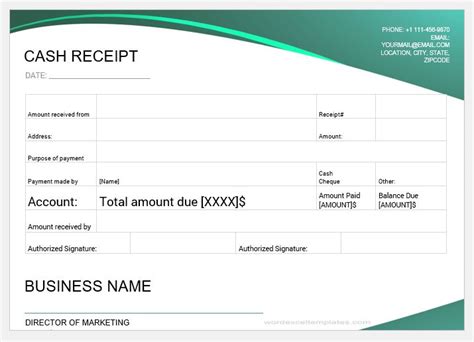 printable cash payment receipts  ms word word excel templates