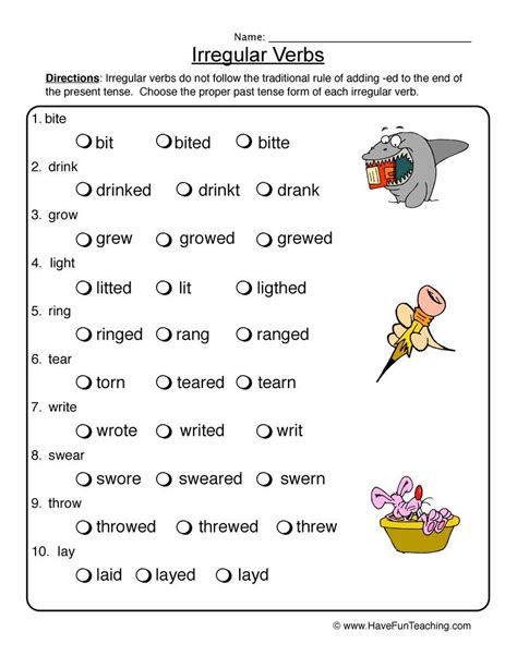 finding irregular verbs worksheet helps  students