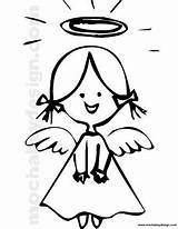 Angel Christmas Coloring Smiling Halo Printable Kids Drawing Printables Getdrawings sketch template