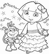 Dora Christmas Coloring Pages Boots Having Coffee Hot sketch template