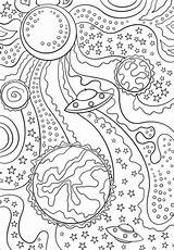 Coloring Pages Space Trippy Alien Planets Planet Galaxy Colouring Printable Saucer Flying Adults Big Little Kids Adult Sheets Star Supercoloring sketch template