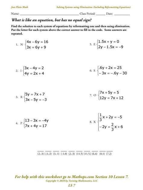 simultaneous equations word problems worksheet  answers pasevictory