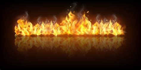 vector realistic fire flame banner