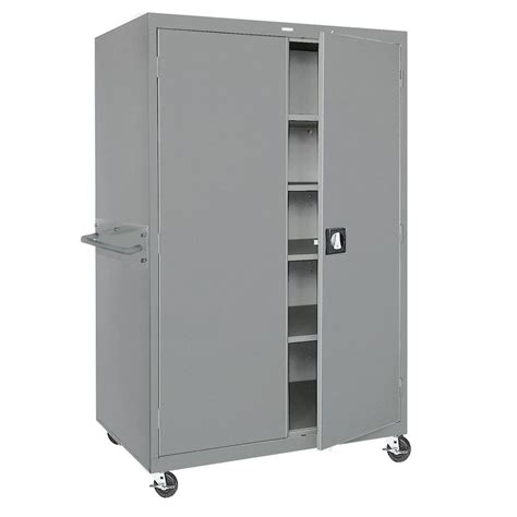 locking storage cabinet  light grey powder coat steel