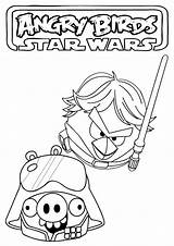 Coloring Angry Wars Birds Star Pages Printable Wing Luke Pilot Skywalker Chewbacca Leia Princess Pig Fighter Stormtrooper Chicken Ecoloringpage Drawing sketch template