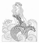 Mermaid Sirene Poisson Sirena Fantastique Colorear Meerjungfrau Vague Sirenas Vagues Concernant Goldfish Zentangle Erwachsene Colouring Mermaids Stampare Wonder sketch template