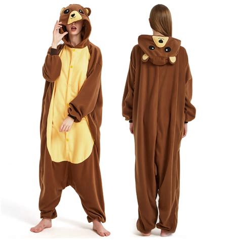 brown bear onesie pajamas  adult teens animal onesies
