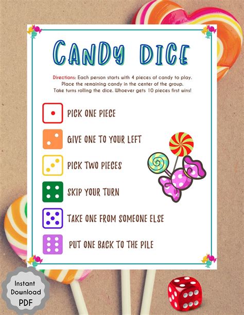 candy dice game graduation party family reunion holiday party game
