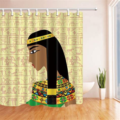 ancient egyptian woman profile over a background shower curtain