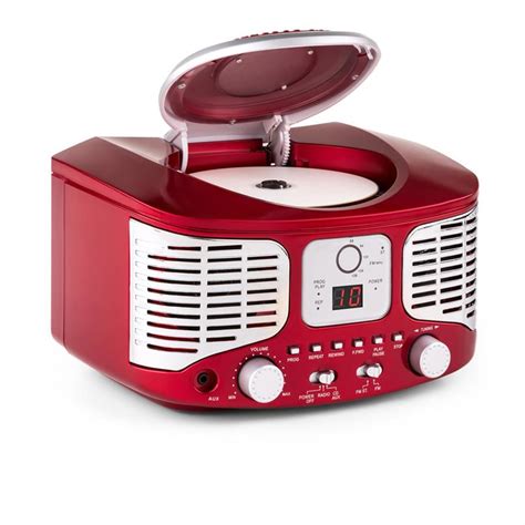 rcd retro cd player fm aux red