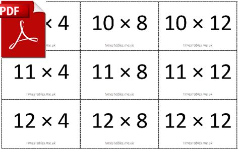 printable  flashcards  times tables timestablesmeuk