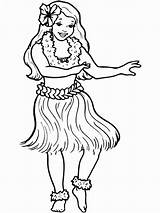 Coloring Hawaiian Hula Dance Girl Drawing Pages Dancer Traditional Hawaii Girls Para Ballerina Color Luau Irish Sketch Print Colorear Clip sketch template