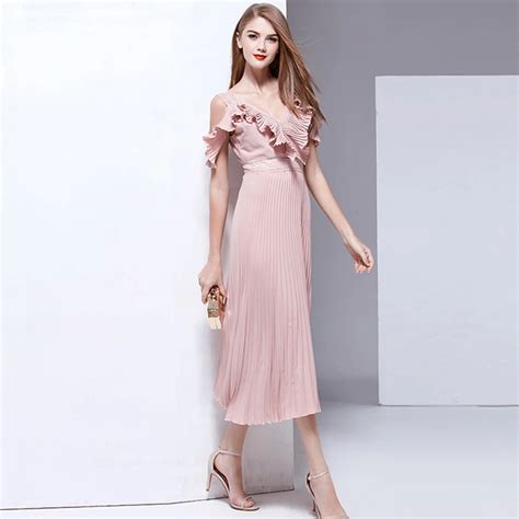 Deep V Sex Dress 2017 Summer New Cascading Ruffle Neck Off Free