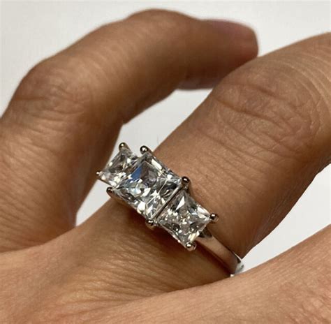 Jcm 925 Sterling Silver 2ct Cubic Zirconia Princess Cut Engagement Ring