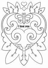 Coloring Valentines Card Pages Cards Valentine Printable Heart Kids Simple Top Happy sketch template