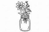 Wildflowers Daisies Jars 1361 Draw sketch template