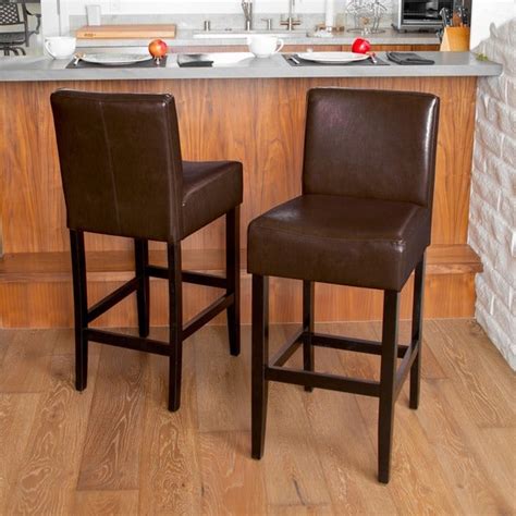 christopher knight home lopez brown leather bar stools set