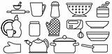 Kitchen Coloring Set Pages Utensil sketch template