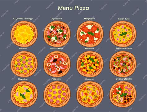 premium vector collection   types  pizza
