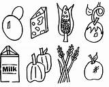 Food Coloring Pages Healthy Sheets Kids Plate Drawing Snacks Printable Sheet Print Farm sketch template