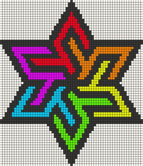Rainbow Stained Glass Star Perler Bead Pattern
