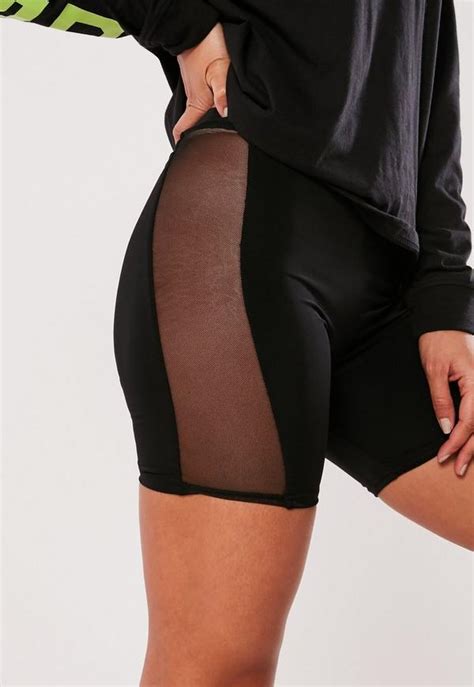 black mesh side cycling short missguided