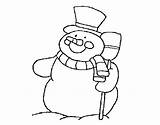 Coloring Snowman Cheerful Coloringcrew sketch template