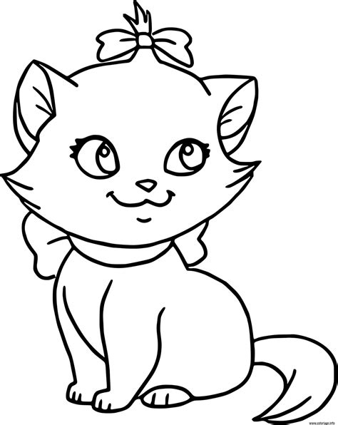 coloriage chat facile mignon dessin chat  imprimer