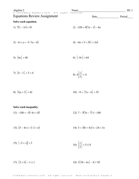 equations  inequalities  absolute  worksheet