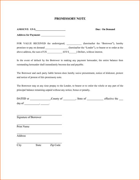 promissory letter template examples letter template collection