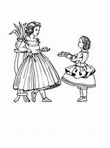 Coloring Victorian Pages 1850 Children Girls Popular Costume sketch template