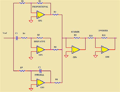electronic circuit implementation   analog pid controller  scientific diagram