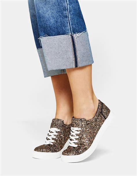 glittery lace  sneakers discover     items  bershka   products