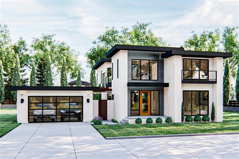 gorgeous modern style  story home plan  upstairs family room dj architectural