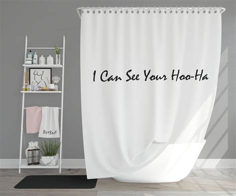 funny shower curtain     hoo ha choose  color minimalist design funny