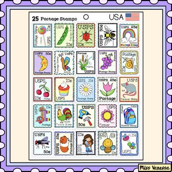 printable postage stamps  post office pretend play usa   vanessa