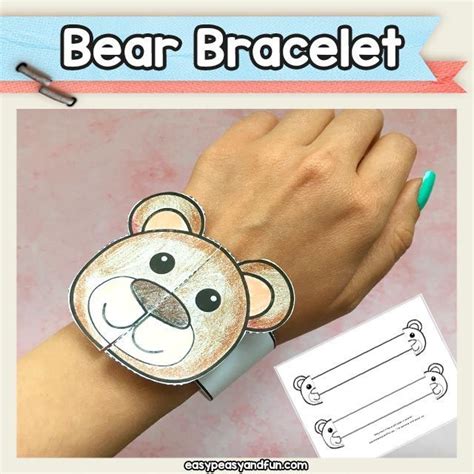 fun  easy printable bear bracelet cool bear craft template